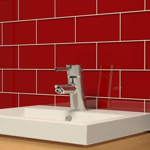 STICKGOO Peel and Stick Subway Tile, Stick on Tiles Backsplash for Kitchen & Bathroom in Red (Pack of 10, Thicker Design) - Image 5