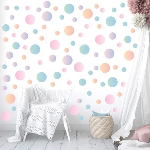 250 PCS Removable Boho Aesthetic Gradient Polka Dot Vinyl Wall Decals | 10 sheets peel & stick waterproof circle stickers for modern bedroom, living Room, office & playroom decor (1.2–2.6 in) by Qaxrocyn