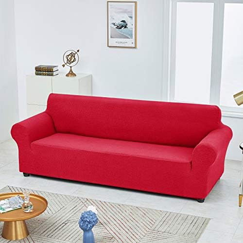 Joccun Christmas Stretch Loveseat Couch Cover Slipcover, 1-Piece Sofa Cover for 2 Cushion Couch Spandex Jacquard Washable Furniture Protector Cover for Living Room,Kids,Pets（Loveseat,Ruby） - Image 4