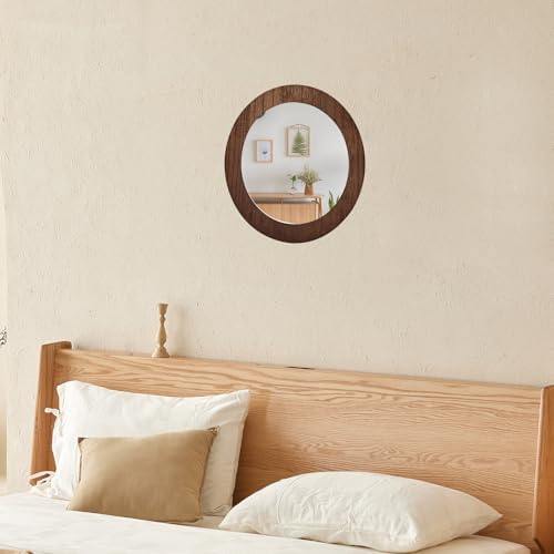 3 PCS Wood Wall Acrylic Mirrors Decor, 8'' Round Rustic Farmhouse Mirror - Image 5