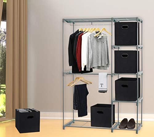 Simple Houseware 11-Inch Foldable Cube Storage Bins with Handles, Black - Image 5