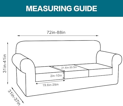 Turquoize 4 Piece Couch Covers for 3 Cushion Couch Sofa Pet Friendly Stretch Couch Cover for Dogs Washable Sofa Covers with Individual Couch Cushion Covers, Jacquard Fabric (3 Cushion Sofa, Taupe) - Image 2