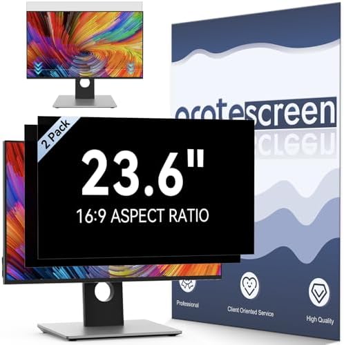[2-Pack] 23.6 Inch Computer Privacy Screen Filter for 16:9 Widescreen Monitor, Removable Eye Protection Anti Glare Blue Light Filter Privacy Shield, Anti Scratch Anti Spy Screen Protector Film 23.6 In by Protescreen