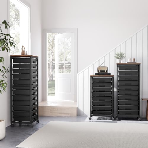 SYKIARIOL Rolling Cart with 12 Drawers,Black - Image 6