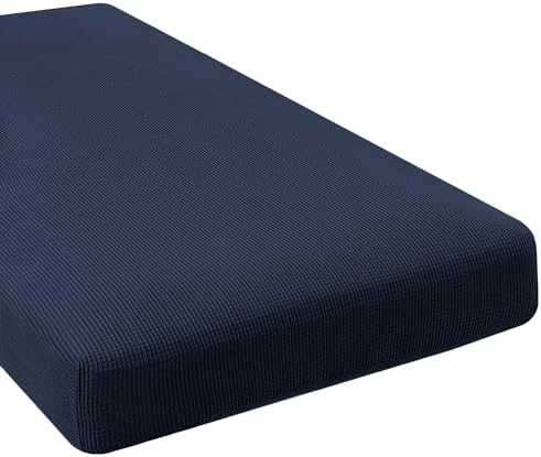 H.VERSAILTEX Super Stretch Individual Chaise Cover Sectional Couch Covers for L Shaped Sofa Both Left/Right Featuring Thick Jacquard Textured Twill Fabric (1 Piece Chaise Cover, Navy) by HVERSAILTEX