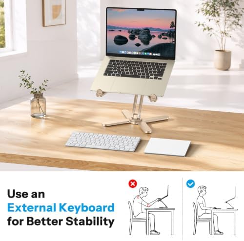 OMOTON LA10 360° Rotating Laptop Stand Riser Foldable for Desk, Gold - Image 4