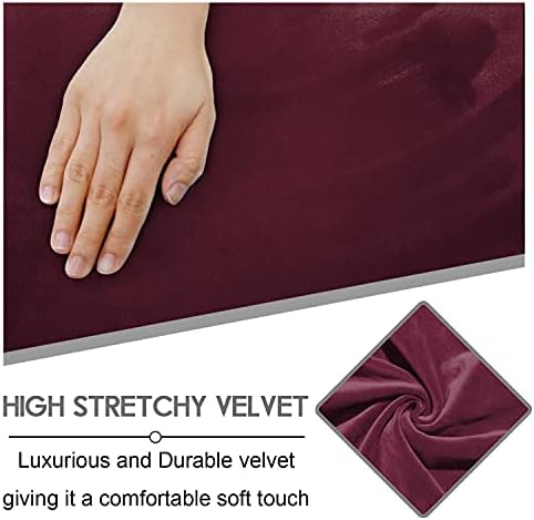 ULTICOR Velvet 8-Pieces Recliner Sofa Covers Stretch Reclining Couch Covers for 3 Cushion Reclining Sofa Slipcovers Furniture Covers Thick Soft Washable (3 Seater Recliner Cover, Wine) - Image 3