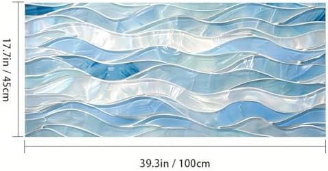 HOMETITUTE Blue Wave Mosaic Privacy Window Film 39.3x17.7 Inch PVC - Image 4