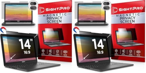 SightPro Magnetic Laptop Privacy Screen 14 Inch 16:9 - Patented Removable Laptop Privacy Filter Shield and Protector (Pack of 2) by SightPro