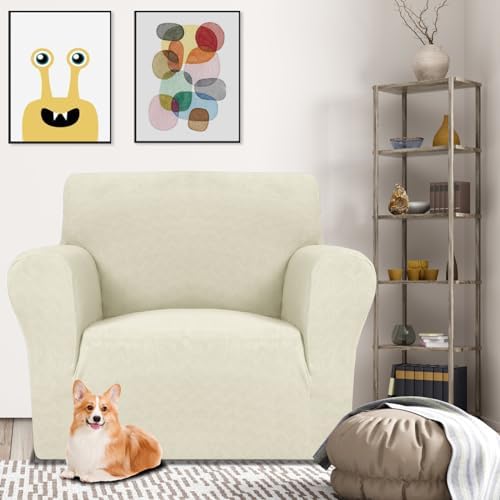 MAXIJIN Chair Covers for Living Room 1 Piece Stretch Sofa Chair Slipcovers with Arms (31"-46") Furniture Protector for Dog Pet Couch Armchair Cover (Chair, Diamond Pattern Beige) - Image 2