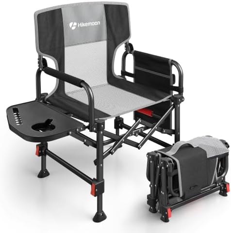 HIKEMOON Folding Camping Director Chairs, Adjustable Height, Black by Unknown