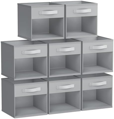 DIMJ Storage Cubes, Cube Storage Bin, 8 Pack Foldable Storage Cubes with Window, Closet Storage Bins with Handle, 12.2x 12.2 inch Storage Box for Clothes, Toys, Books by DiMJ