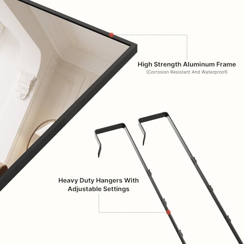 Kosmonia 48x14 Inch Full Length Tempered Glass Door Mirror - Image 5