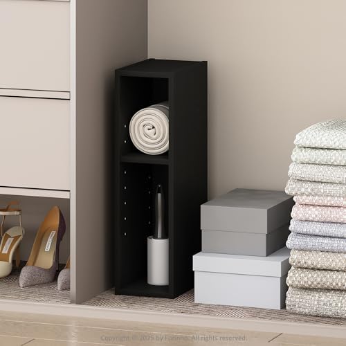 Furinno Reed 2-Tier Closet Organizers and Storage, Closet Organizer, Open Shelf Closet Storage, for Wardrobe, Bedroom, Living Room, 6-Inch Width, Blackwood by Furinno-FitsYourSpaceFitsYourBudget