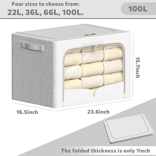 FHSQX 3 Pack Clothes Storage Bins with Metal Frame - Image 2