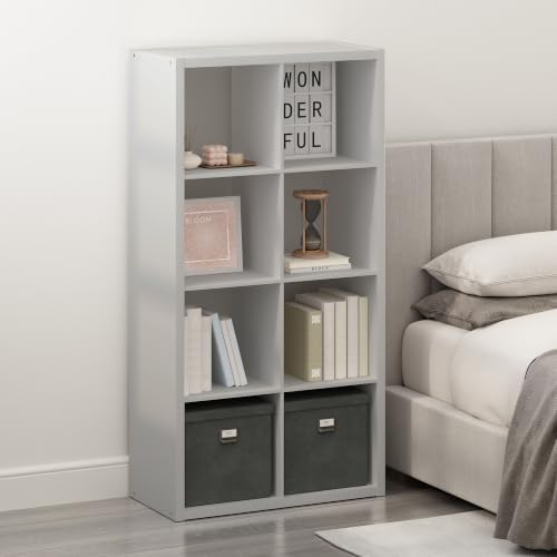 Furinno Simple 8-Cube Storage Organizer, Extra Thick Frame, Pale Grey by Furinno-FitsYourSpaceFitsYourBudget