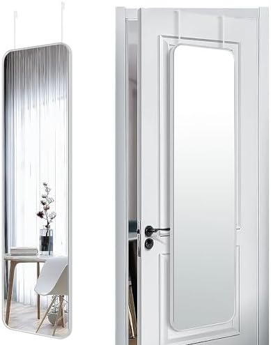 SCWF-GZ 47x14 Full Length Mirror Over the Door Hang or Wall Mounted Silver by SCWF-GZ