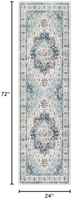 Madane Washable Runner Rug 2x6 Runners for Hallways Non Slip, Blue - Image 2