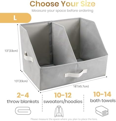 Closet Organizers Storage, Large Collapsible Bin 2pc, Light Gray - Image 2