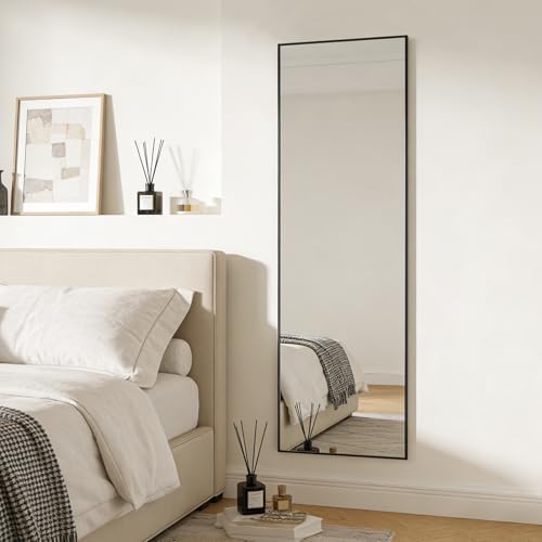 51x16 Inch Full Length Mirror Over the Door Hang or Wall Mounted Black - Image 3