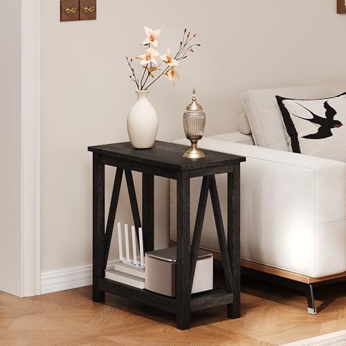 ChooChoo Farmhouse End Table, Narrow Side Table with Shelf - Image 4