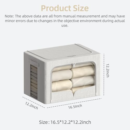 FHSQX 3 Pack Clothes Storage Bins, Cream White, 16.5x12.2x12.2inch - Image 4