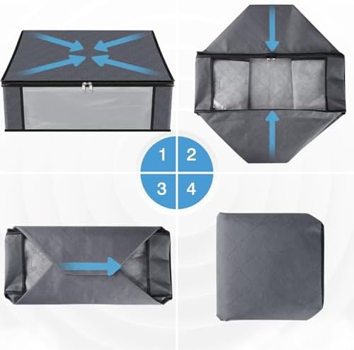 HomeHacks 10-Pack Clothes Organizer Storage Bags, 35L Storage Bins, Gray - Image 7