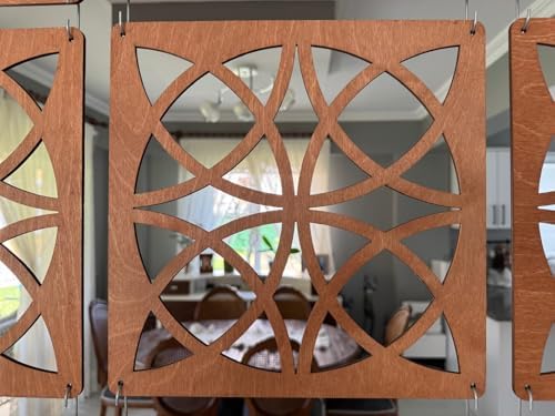 Wooden Teak Tone Hanging Room Divider Panels, Set of 12 - Image 6