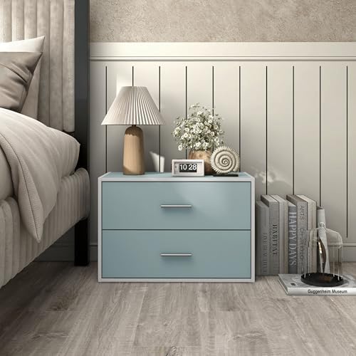 Homes: Inside + Out Apexa 2-Drawer Wooden Stackable Storage Drawers, Small Food Pantry Cabinet, Cajonera De Madera, Underbed Drawer Dorm Teen Room Decor & Bedroom, Home Office, Kitchen, Light Blue - Image 2