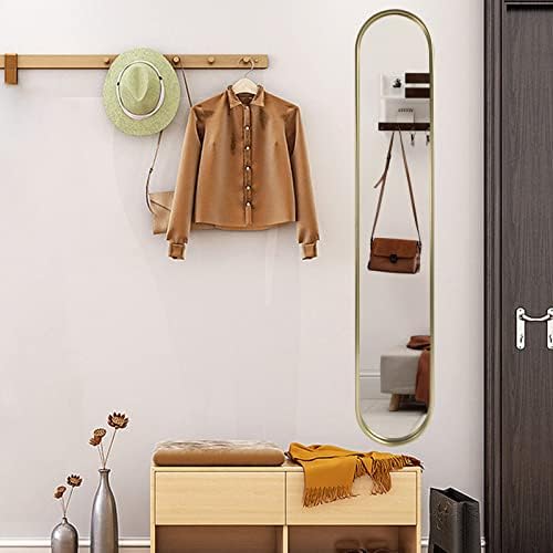 OUSHUAI Gold Full Length Oval Mirror,Narrow Capsule Long Mirrors with Metal Frame for Entryway,Hallway,Living Room 44"X8" (1pc) - Image 5