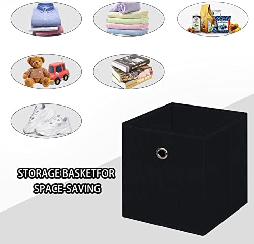 Foldable Storage Cubes Bins ,11 Inch Cloth Storage Cube Fabric Storage Box Cubes Organizer Baskets with Handles for Home Organizer Set of 12 (Black) - Image 3