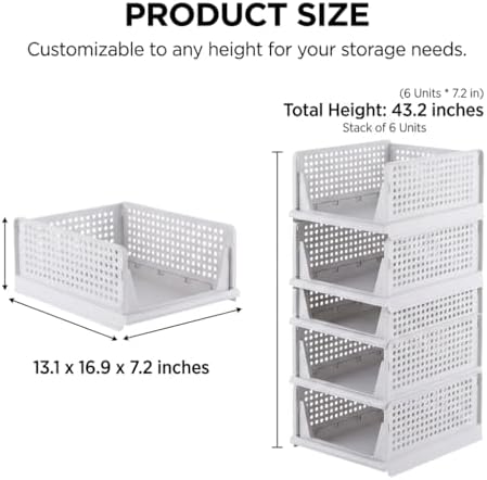 6 Pack Folding Stackable Wardrobe Drawer Storage Organiser - Image 2