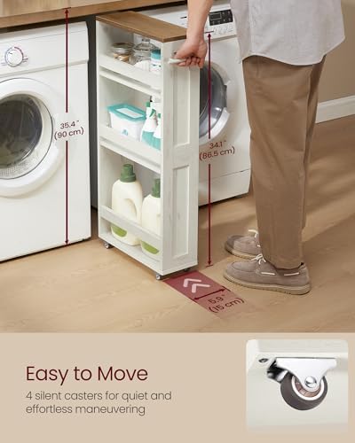 VASAGLE 4-Tier Slide-Out Storage Cart, Slim Kitchen Cart with Wheels - Image 4