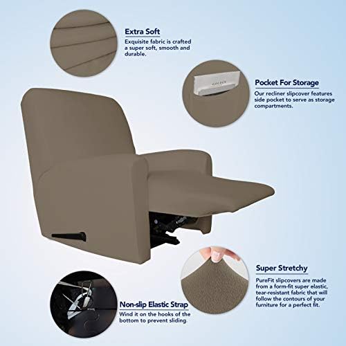 PureFit Stretc Recliner Chair Covers Fleece Soft Couch Covers for Sofa - Image 3
