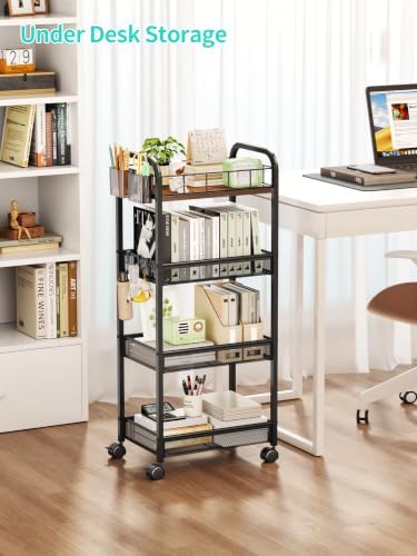 HapiRm 4 Tier Metal Rolling Cart- Utility Storage Cart with Locking Wheels - Image 6