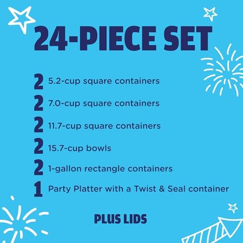 Rubbermaid TakeAlongs Special-Edition Americana 24-Piece Set of Food Storage Containers with Lids, Including Party Platter and Twist & Seal Container, QuikClik Seal, BPA-Free - Image 6