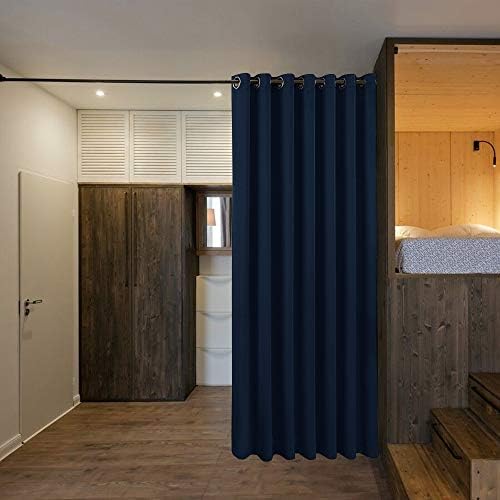 NICETOWN Privacy Room Divider Curtain Screen Partitions, Closet Door Curtain Vertical Blind for Sling Door, Blackout Window Privacy Blinds for Patio (Navy, Single Panel, 10ft Tall x 8.3ft Wide) - Image 5
