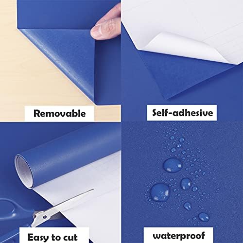 15.7"x118" Blue Peel and Stick Wallpaper Royal Blue Contact Paper Waterproof Self Adhesive Wallpaper Removable Easy to Clean Vinyl Decorative for Desk Wallcovering Furniture Countertop Cabinet - Image 4