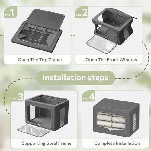 FHSQX 3 Pack Clothes Storage Bins with Metal Frame - Image 5