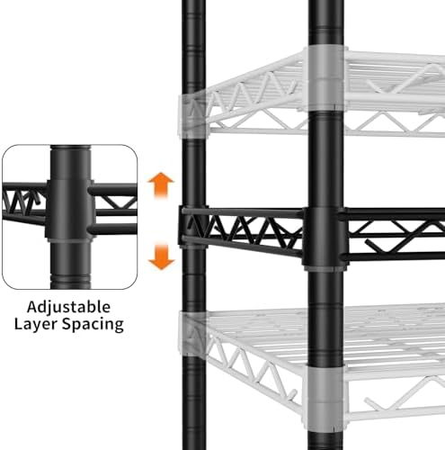 SINGAYE 4 Shelves Storage Shelf Wire Shelving Unit Metal Adjustable Wheels - Image 4