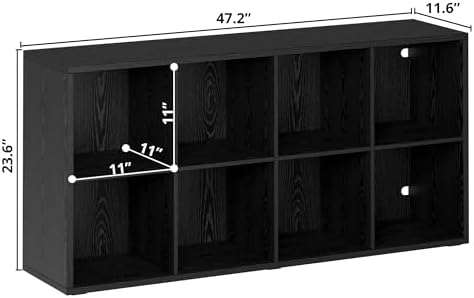 IRONCK 8-Cube Storage Organizer, Reversible Vertical Bookshelf, Black - Image 3