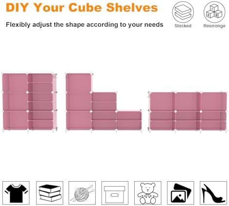 AWTATOS 6 Cube Closet Organizer Storage Shelves, Pink - Image 6