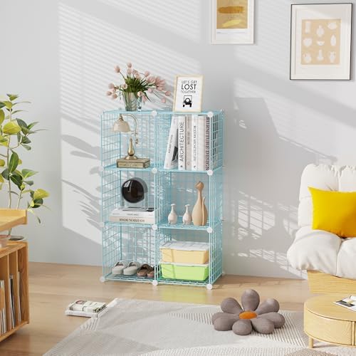 C&AHOME Wire Cube Storage, 6 - Cube Organizer Metal C Grids Units, Blue - Image 6