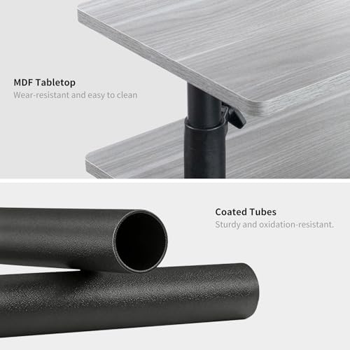 Rolling Side Table with Wheel for Living Room, Adjustable Height Swivel End Table for Different Seating Types, Ideal for Couch, Sofa, Recliner and Living Room, Grey Walnut-Look - Image 6