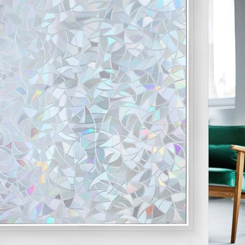 rabbitgoo Rainbow Window Privacy Film, Static Cling, Silver, 29.5" x 157.4" by rabbitgoo