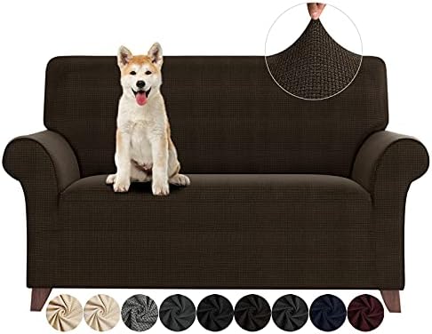 ZNSAYOTX Loveseat Covers High Stretchy Spandex Pet Friendly Sofa Slipcover 1 Piece Non Slip Couch Furniture Protection Covers (Coffee, Loveseat) by ZNSAYOTX