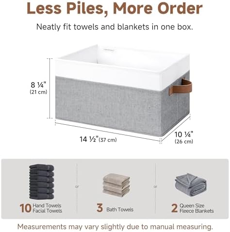 StorageWorks Closet Storage Bins, Gray&White, Large, 3-Pack - Image 3