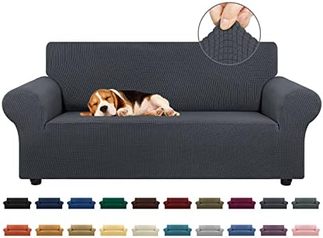 KEKUOU Stretch Loveseat Couch Cover, 2 Cushion Couch Slipcover,Charcoal by KEKUOU
