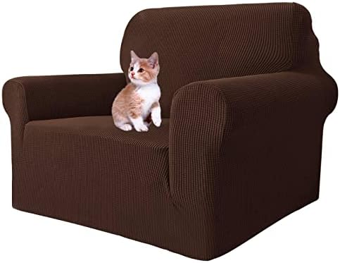 MAXIJIN Stretch Chair Cover Chair Slipcovers with Arms, 1-Piece Couch Sofa Chair Covers for Living Room, Non Slip Armchair Cover (31"-46") Furniture Protector Dogs Pet Friendly (Chair, Coffee) by MAXIJIN