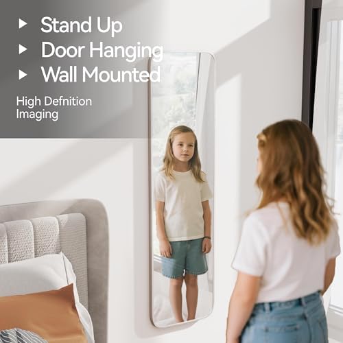 57x16" Full Length Mirror Floor Stand,Over the Door,Wall Mounted Silver - Image 5